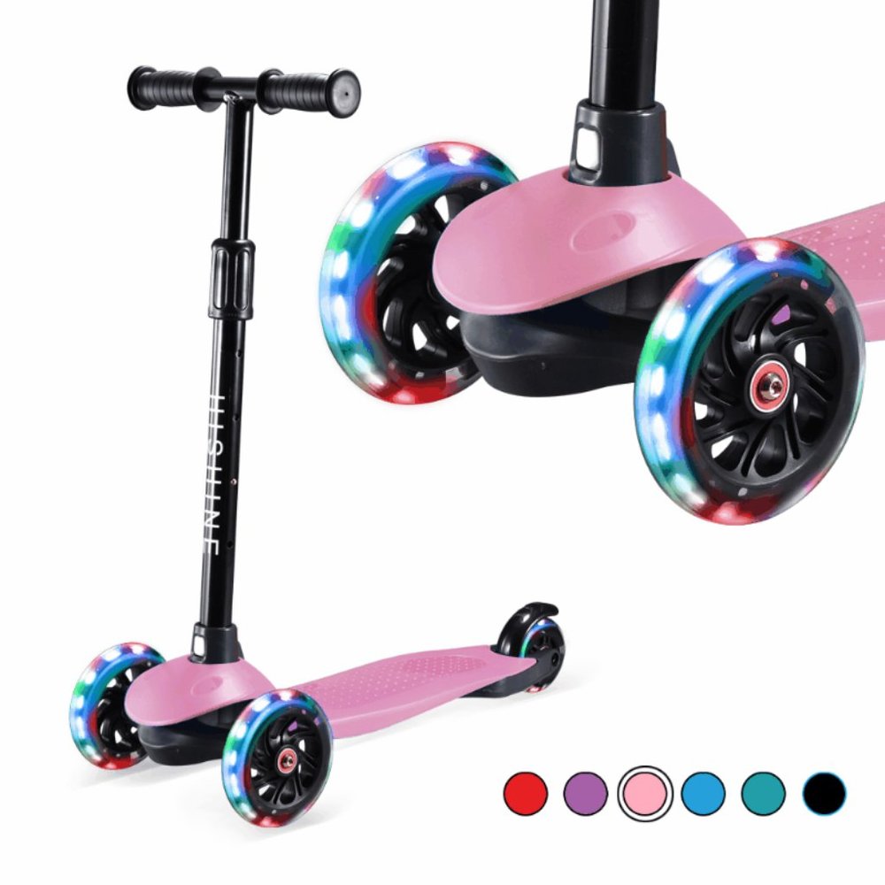 3 wheel Kick Scooter for Kids with Light-up Wheels and Adjustable Height for 2